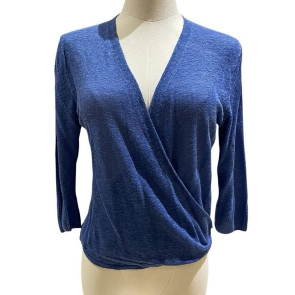 NIC + ZOE 4 Way Convertible Linen Blend Blue Lightweight Cardigan SZ PS